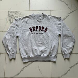 Vintage 1990s 90s Oxford University Crewneck Sweatshirt Size L Grey Red